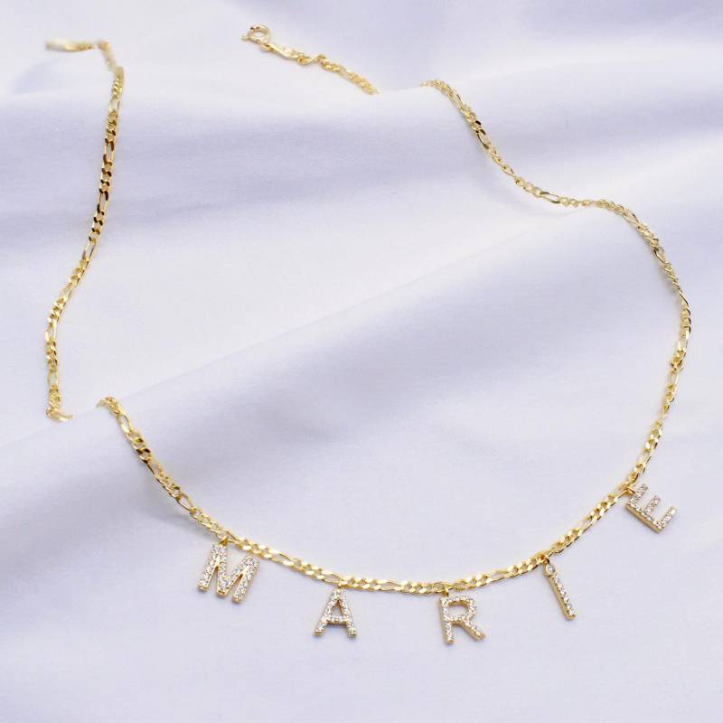 Buchstaben Kette Namenskette Silber 925 Individuell Mit Zirkonia Steinen Chain Vergoldet/Rose/Silber Buchstaben Kette Namenskette Silber 925 Individuell Mit Zirkonia Steinen Chain Vergoldet/Rose/Silber von WhitewaySchmuck