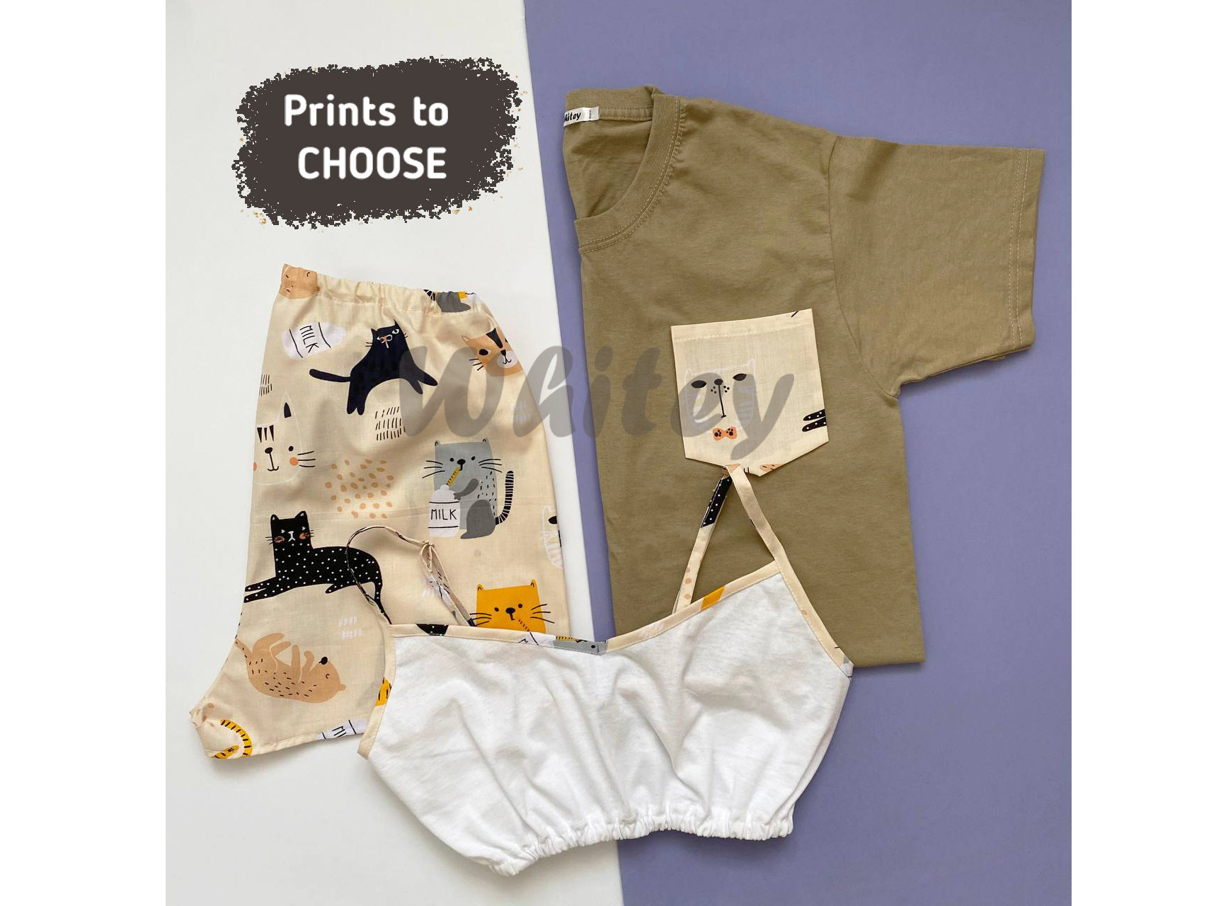 Pyjama Satz Von Drei Dingen Mit Katzen Home Kit Pyjamas Für Das Mädchen Tochter Schwester Druck Zu Hause Kleidung Pj Dino Hund Fuchs Maus Wählen von WhiteyStore