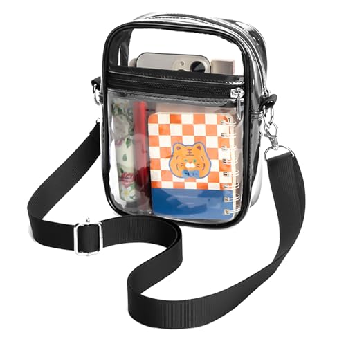 WhizNook Transparente Crossbody Schultertasche 23x17.5x5.5 cm, PVC Durchsichtige Tasche mit Verstellbarem, Abnehmbarem Schultergurt, Wasserdichte Transparente Tasche, für Konzerte, Shopping von WhizNook