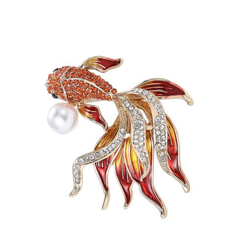 Anspruchsvolle Goldfisch-Anstecknadel aus robuster Legierung, einfach zu tragen, für Partyzubehör und Bühnenauftritte, modisches Accessoire, Einheitsgröße, Wie beschrieben von Whltzf