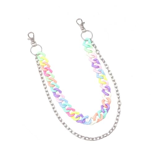 Bunter Acryl-Kettengürtel, verstellbare Länge, doppellagig, Hose, modisches Accessoire, Streetwear, Schmuck für Damen, verstellbare Länge, modisch, Einheitsgröße, Wie beschrieben, Wie beschrieben von Whltzf