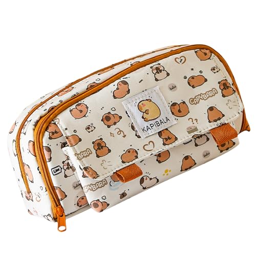 Capybaras Schreibwarenetui mit mehreren Taschen, Canvas-Tasche zum Organisieren von Stiften und Bleistiften, Schreibwerkzeughalter, Capybara-Federmäppchen, B von Whltzf