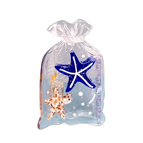 Einzigartige Haarspange mit Meeresmotiv und schwimmenden Flaschenkrabben und Seestern-Design, praktisches Acetat-Haar-Accessoire für Frauen von Whltzf