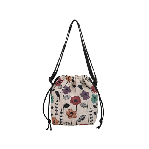 Große Kapazität Canvas Shopper Tasche Retro Muster Bequemer Griff Leicht Praktisch Damen Retro Gedruckt Canvas, a, One Size von Whltzf