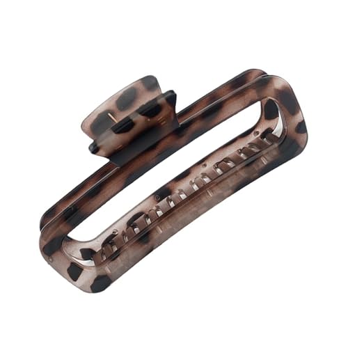 Haarspange für Damen, mit starkem Griff, übergroß, rechteckig, modisches Accessoire, Leopardenmuster, rutschfest, mattes Design, Clip für lange Zeit von Whltzf