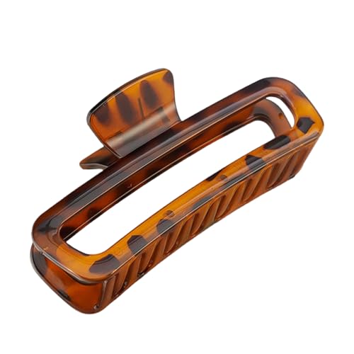 Haarspange für Damen, mit starkem Griff, übergroß, rechteckig, modisches Accessoire, Leopardenmuster, rutschfest, mattes Design, Clip für lange Zeit von Whltzf