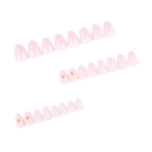 Künstliche Nägel mit Blumenmuster, zum Aufdrücken für Frauen, geruchloses Kunst-Set für Veranstaltungen und den täglichen Gebrauch, 24 Stück von Whltzf