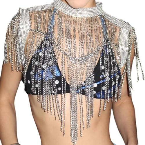 Stilvolle Multi Stränge Fransenkörperkette Sprudelkristall Design Leichter Schmuck Für Frauen Modezubehör Bequeme Brautkörperkette von Whltzf