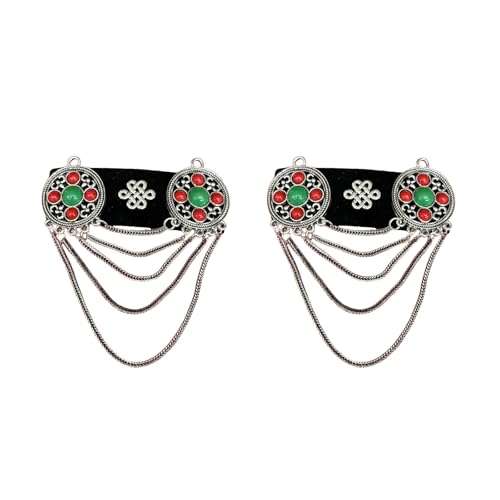 Stilvolle mongolische Fussel-Haarspange mit Quasten und Strass-Akzenten für Frauen, die ethnische und Retro-Stile lieben, Retro-Strass-Designs von Whltzf