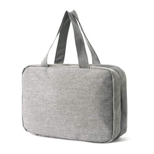 Tragbarer, wasserabweisender Kulturbeutel für Damen, zum Aufhängen, Make-up-Organizer, Kosmetik-Aufbewahrungstaschen für Reisen und Zuhause, Kulturbeutel, grau Tragbarer, wasserabweisender Kulturbeutel für Damen, zum Aufhängen, Make-up-Organizer, Kosmetik-Aufbewahrungstaschen für Reisen und Zuhause, Kulturbeutel, grau von Whltzf