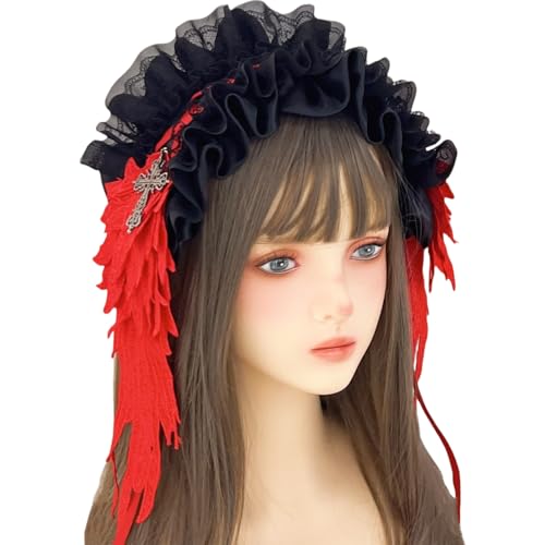 Verstellbares modisches Haarband kombiniert Gothic-Punk-Ästhetik mit bequemem Stoffdesign für Trendsetter, schwarzes Band mit Kreuzen Verstellbares modisches Haarband kombiniert Gothic-Punk-Ästhetik mit bequemem Stoffdesign für Trendsetter, schwarzes Band mit Kreuzen von Whltzf