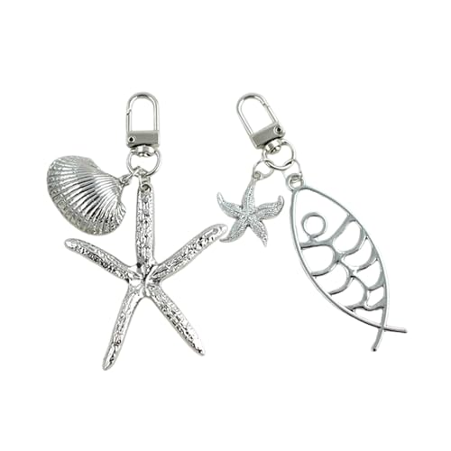 Whltzf 2pieces Fisch Schlüsselbund Charme Einzigartiger Beutel Anhänger Legierung Legierter Key Backpack Dekore Mode Key Accessoire Legierungstextur Eindeutiger Schlüsselbund von Whltzf