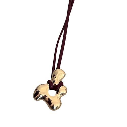 Whltzf Abstrakter hohler Anhänger, Pulloverkette, Halskette, PU-Leder, Seil, Halskette, verstellbare Länge, Choker-Schmuck für Frauen, einzigartige Statement-Halskette Whltzf Abstrakter hohler Anhänger, Pulloverkette, Halskette, PU-Leder, Seil, Halskette, verstellbare Länge, Choker-Schmuck für Frauen, einzigartige Statement-Halskette von Whltzf