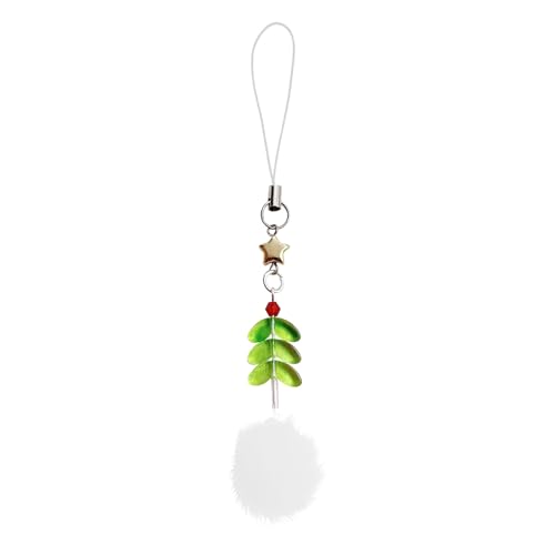 Whltzf Acryl Und Plüschschlüsselkette In Weihnachtsbaumform Einzigartiger Perlen Telefongurt Perfekt Für Saisonale Und Weihnachtshäuser Dekore Handgefertigter Schlüsselring Anhänger von Whltzf