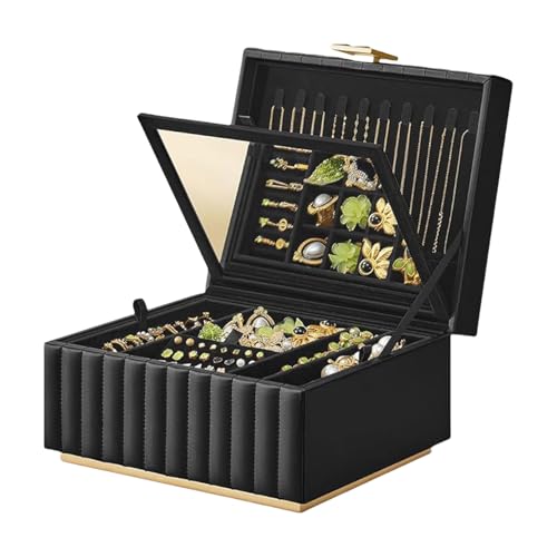 Whltzf Elegante Schmuckschatulle Mit Gläser Und Abnehmbarem Tablett Hoch Entwickelte Juwelier Display Hülle Mehrfachabschnitt Aufbewahrungsbox Luxuriöser Schmuckkiste von Whltzf