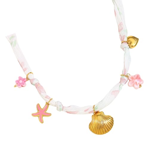 Whltzf Elegante Strandurlaub-Halskette, Bandkette, zierlicher Muschelanhänger, Schmuck-Accessoire, Damen, Muschel-Anhänger, Einheitsgröße, Wie beschrieben, Wie beschrieben von Whltzf
