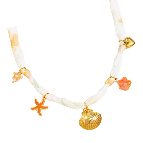 Whltzf Elegante Strandurlaub-Halskette, Bandkette, zierlicher Muschelanhänger, Schmuck-Accessoire, Damen, Muschel-Anhänger, Einheitsgröße, Wie beschrieben, Wie beschrieben von Whltzf