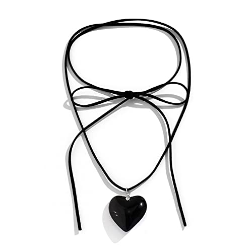 Whltzf European And Jewelry Novel Simple Love Anhänger All-Match Schlüsselbeinkette Verstellbare Wachslinie Kalt Halskette Herz Halskette für Mädchen, As shown in the figure, Stroh von Whltzf