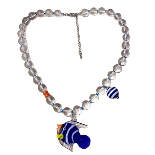 Whltzf Fisch Anhänger Halskette Zarte Glas Halskette Einstellbare Halskette Bequemer Nackenschmuck Geeignet Für Tägliche Party Accessoire Halskette von Whltzf