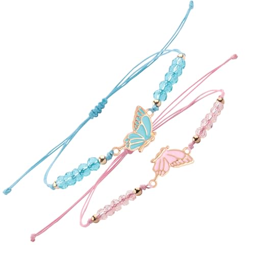 Whltzf Freundschaftsarmbänder mit Schmetterlings-Anhänger, verstellbar, geflochtenes Seil, Handkette, Zubehör für Mädchen und Freunde, passende Armbänder, 2 Stück Whltzf Freundschaftsarmbänder mit Schmetterlings-Anhänger, verstellbar, geflochtenes Seil, Handkette, Zubehör für Mädchen und Freunde, passende Armbänder, 2 Stück von Whltzf