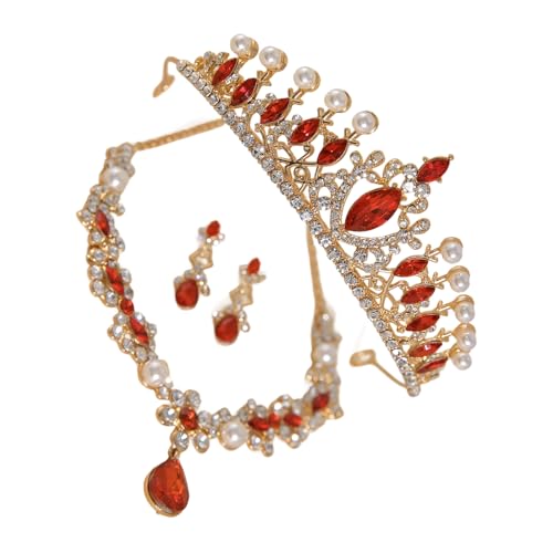 Whltzf Funkelndes Kristall-Brautschmuck-Halsketten-Set mit Marquiseschliff-Steinen, Kunstperlen, geeignet für formelle Anlässe, elegante Abendveranstaltungen, Party-Schmuck-Ensemble, Einheitsgröße von Whltzf