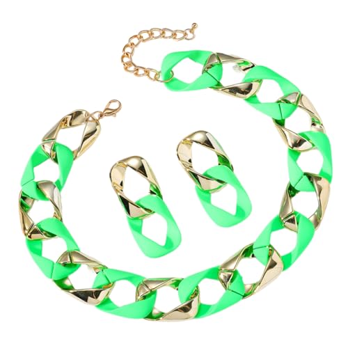 Whltzf Geometrischer Punkschmuck Set Anhänger Ohrringe Link Kette Halskette Set Spleiß Halskette Hip Hop Schmuck Für Mode Outfit Frauen Schmuck von Whltzf
