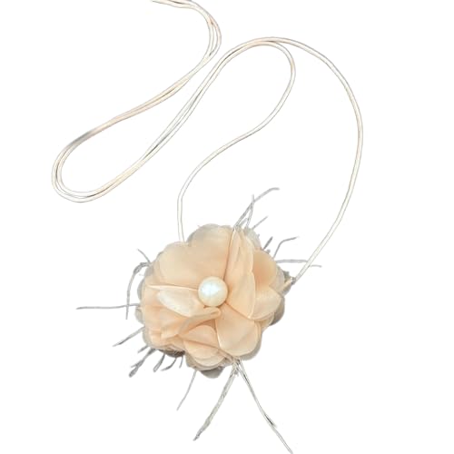 Whltzf Gothic-Kamelien-Blumen-Halskette, Damen, modisch, Schlüsselbein-Kette, verstellbares Seil, Choker, Hochzeit, Party, Schmuck, Kamelien-Halsreif, Halskette von Whltzf