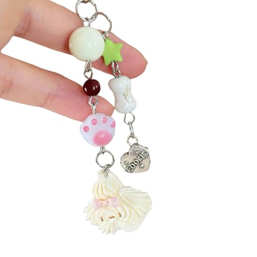 Whltzf Harzhundperle Anhänger Keychain Stylish Keyring Kamera Und Telefonkette Buntes Beutel Charme Und Handyzubehör Ohrhörer Ohrhörerbeutel Charme von Whltzf