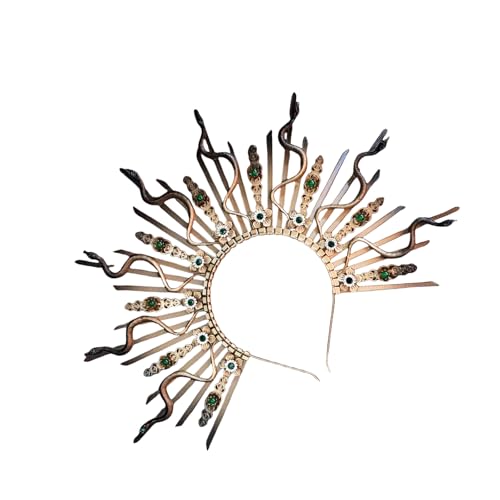 Whltzf Multifauntal Snake Head Crowns Haarteil Mit Mehreren Farben Brauthaarkronen Zur Verbesserung Ihrer Mythologie Ensembles Halloween Party Crown von Whltzf