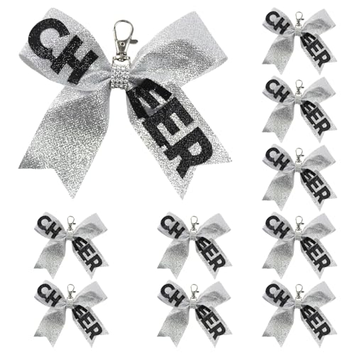 Whltzf Packung Von 10 Cheerleader Schlüsselanhagen Eleganter Cheer Bowknot Keyrings Glitzer Anhänger Für Teen Fashion Lover Keychain von Whltzf