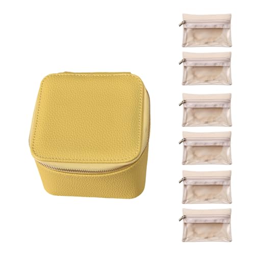 Whltzf Robuste Reiseschmuckbeutel Set 6 PCs Tragbare Aufbewahrungstaschen Für Zubehör Koffer Für Frauen Und Mädchen PU Schmuckkoffer von Whltzf
