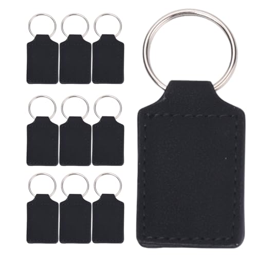 Whltzf Set Von 10 Sublimation PU Leder Schlüsselanhagen Für Handwerksliebhaber Blanks Keyrings Rechteckige Doppelseitige Schlüsselkette Tragbares Schlüsselbundzubehör von Whltzf
