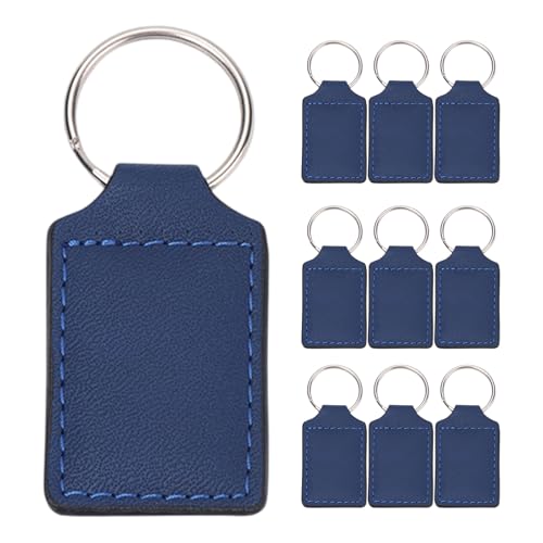 Whltzf Set Von 10 Sublimation PU Leder Schlüsselanhagen Für Handwerksliebhaber Blanks Keyrings Rechteckige Doppelseitige Schlüsselkette Tragbares Schlüsselbundzubehör von Whltzf