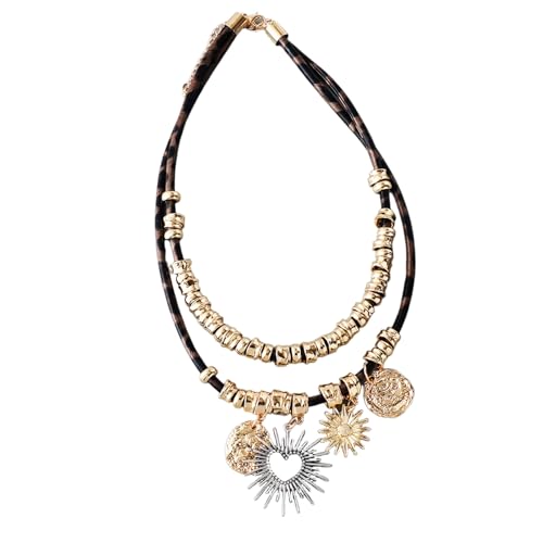 Whltzf Stapelbare, hohle Herz-Charm-Halskette aus stabiler Legierung für vielseitige Schmuck-Styling, trendiger Liebesanhänger von Whltzf