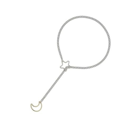 Whltzf Star Moon Verstellbare Kubanische Lariat Halskette Für Frauen Lieben Herzringe Punk Rock Chain Schmuckzubehör Täglich Gebrauch Partyschmuck von Whltzf