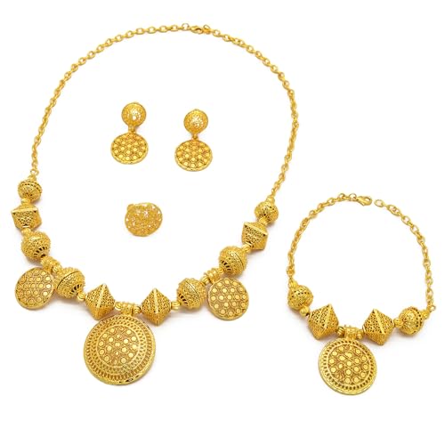 Whltzf Stilvoller Dubai Gold Farbschmuck Schmuck Set Handgefertigtes Goldfarbe Brautschmuck Set Für Vietnamesische Hochzeitsfeierlichkeiten Vietnamesische Brautschmuckset Set Vietnamesisch von Whltzf