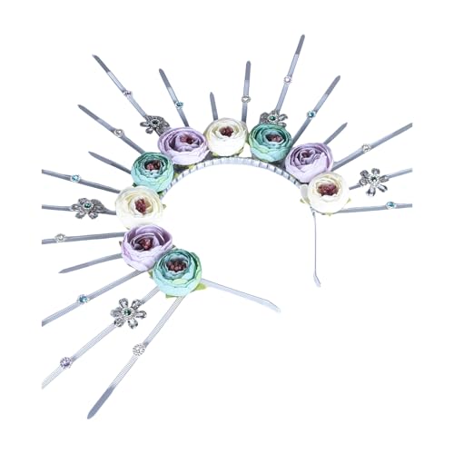 Whltzf Sunbursts Kopfstück Rose Stirnband Einstellbare Größe Haarband Stylish Festival Party Kostüm Accessoire Für Frauen Cosplay Kostüm Kopfstück von Whltzf