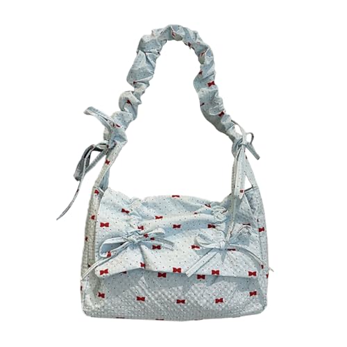 Whltzf Trendy Blumendruckbeutel Mit Plissierten Bögen Mit Atmungsaktivem Polyester Bequemer Verstellbarer Gurt Mehrzweck Tragelösung Blütendruck Umhängetasche von Whltzf