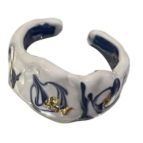 Whltzf Trendy Tropföl Offene Ringe Für Moderne Frauen Persönlichkeit Farbanpassungsringe Handgefertigte Keramik Fingerschmuck Accessoires Festival Geschenk von Whltzf