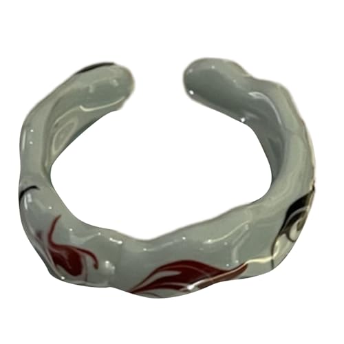 Whltzf Trendy Tropföl Offene Ringe Für Moderne Frauen Persönlichkeit Farbanpassungsringe Handgefertigte Keramik Fingerschmuck Accessoires Festival Geschenk von Whltzf