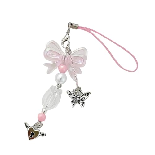 Whltzf Tulips Perlen Telefon Charme Mit Bowknot Elegant Tulips Keyring Elegantes Perlen Telefon Schmücken Zum Hinzufügen Eines Individuellen Charmeschlüsselkettens Für Rucksack von Whltzf