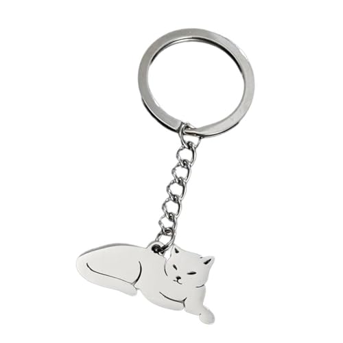 Whltzf Verspieltes Schönes Kätzchen Mit Elegantem Charme Edelstahlschlüsselring Anhänger Zubehör Tragbar Für Personalisierte Verwendung Edelstahl Schlüsselbund von Whltzf