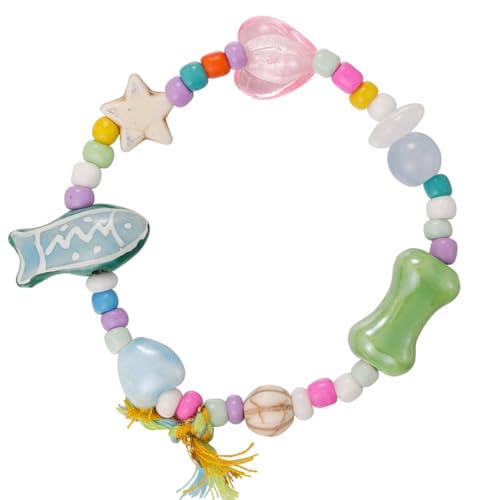 Whltzf Vintage-Perlen-Schmuck-Accessoire für Frauen mit schönen Cartoon-Kaninchen und Karotten-Designs, trendige Studenten von Whltzf