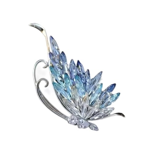 Zarte Brosche in Schmetterlingsform mit schimmernden blauen Kristallen, stilvolles, leichtes Design für den täglichen oder formellen Anlass, Party-Schmuck-Zubehör, Einheitsgröße, Wie beschrieben von Whltzf