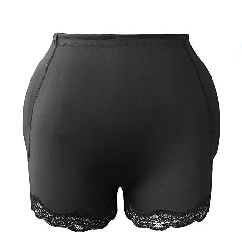Damen Unterhosen mit Spitze Kurz Hose Anti-Chafing Anti-Rutsch Push up Shorts Miederhose Seamless Unterwäsche,Black,XXL von Whlucky