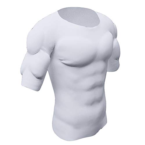 Herren Gefälschter Brustmuskel Gepolstertes T-Shirt Schulterpolster Body Shaper Kurzärmelig Unterwäsche,White,l von Whlucky