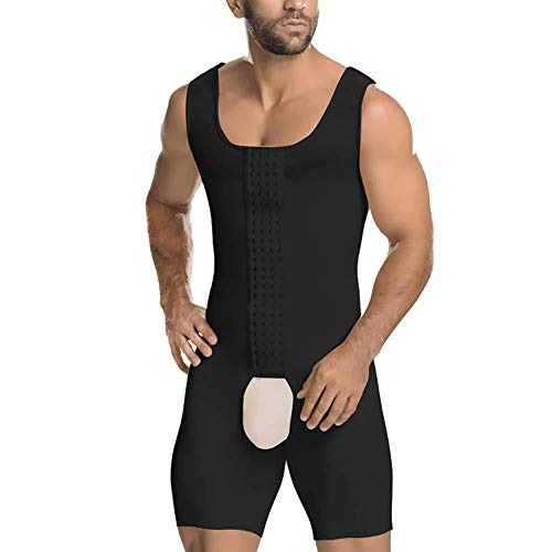 Whlucky Herren Shapewear Bauchkontrolle Hüftlift Ganzkörperformer Bodysuit abnehmen Einstellbare Haken Übergröße,Black,m von Whlucky