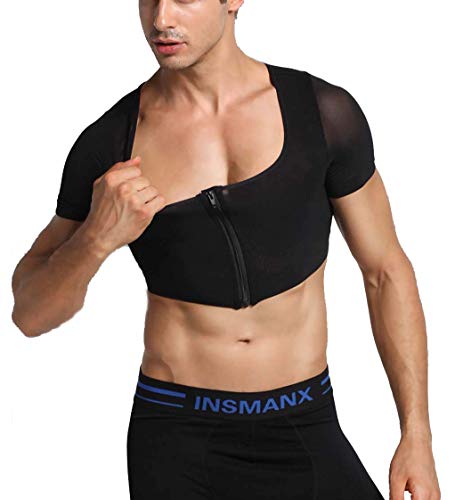 Whlucky Herren Shapewear Gynäkomastie Kompressionsweste Lesben Brustbinder Muskelshirt Man Moobs zu verstecken,Black,l von Whlucky