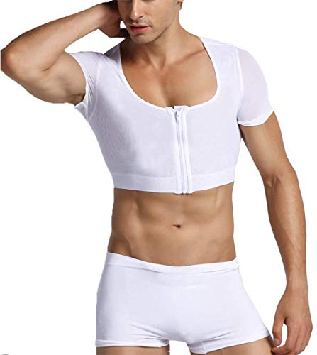 Whlucky Herren Shapewear Gynäkomastie Kompressionsweste Lesben Brustbinder Muskelshirt Man Moobs zu verstecken,White,l von Whlucky