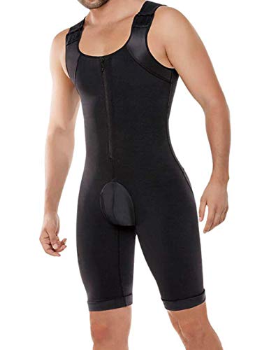 Whlucky Herren Taillentrainer Shapewear Bodysuit Kompression Ganzkörperformer Abnehmen Einstellbarer Haken Korsett Fajas,Black,4XL von Whlucky